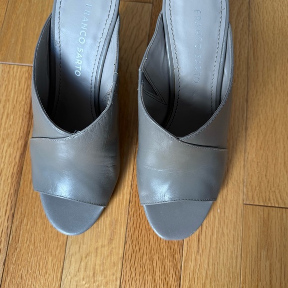 Franco Sarto grey leather wedges sandals slip-on shoes size 8 - Picture 7 of 7